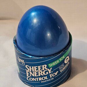 Vintage Leggs Egg Sheer Energy  Control Top  - Sheer Toe Suntan Pantyhose